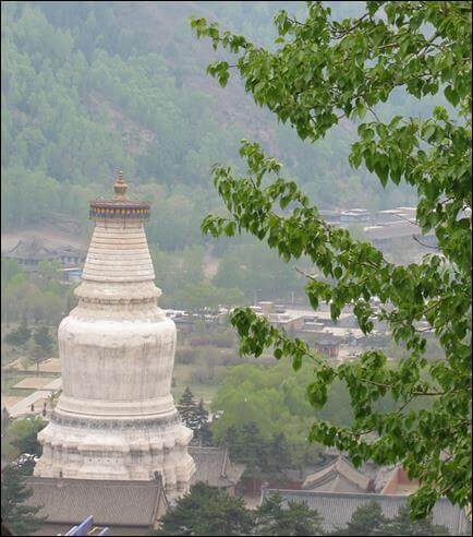 photo of Great White Stupa, the modern symbol of Mount Wutai.